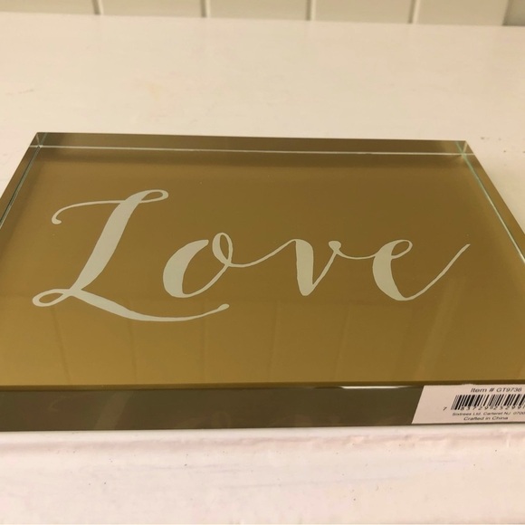 NWT SIXTREES Gold LOVE Mirror Metallic Box Free Standing Sign - Picture 4 of 10